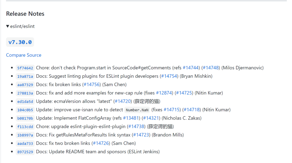 Renovate example pull request release notes screenshot